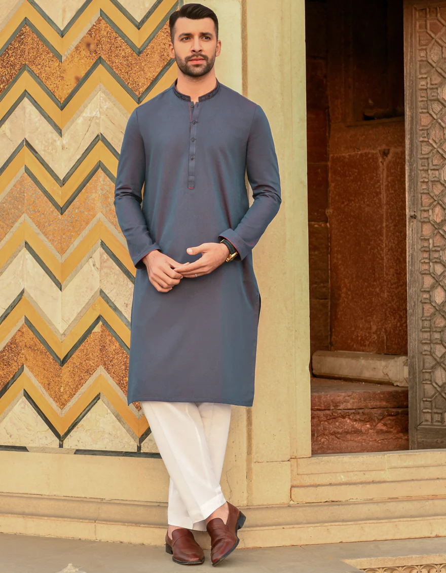 PRUSSIAN BLUE BLENDED KURTA | JJK-A-US-44039/S22/JJ8165-SF