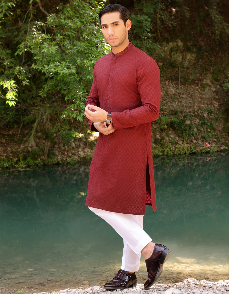 MAROON COTTON KURTA | JJK-A-US-47023/S23/JJ8714-FL