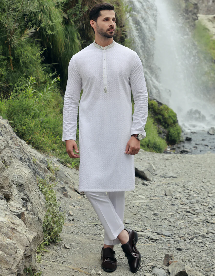 WHITE COTTON KURTA | JJK-A-US-47103/S23/JJ8714-FL
