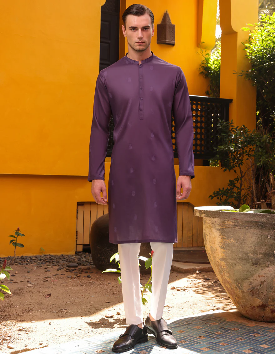 DARK PURPLE COTTON KURTA | JJK-S-32872/S24/JJ8714-SF