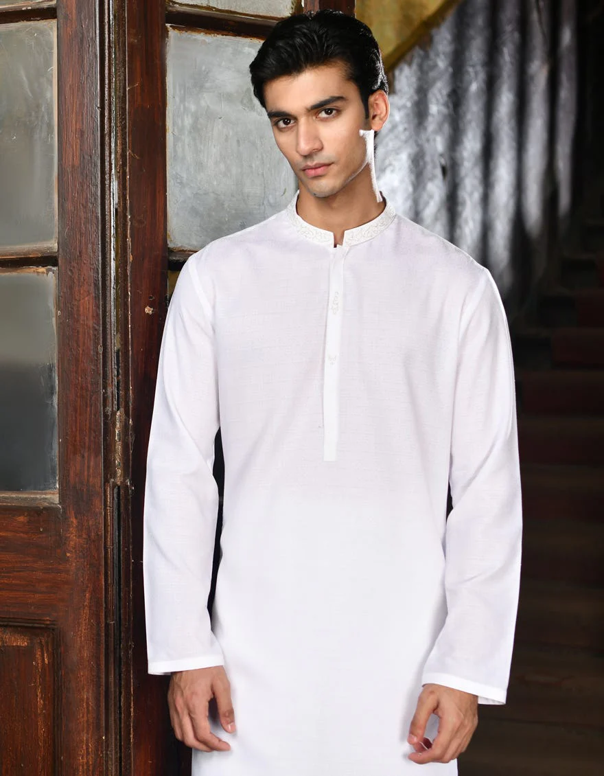 WHITE BLENDED KURTA | JJK-S-32946/S24/JJ9253-SF