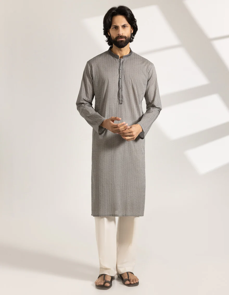 BLACK-WHITE COTTON KURTA | JJK-S-33489/S25/JJ9776-SF