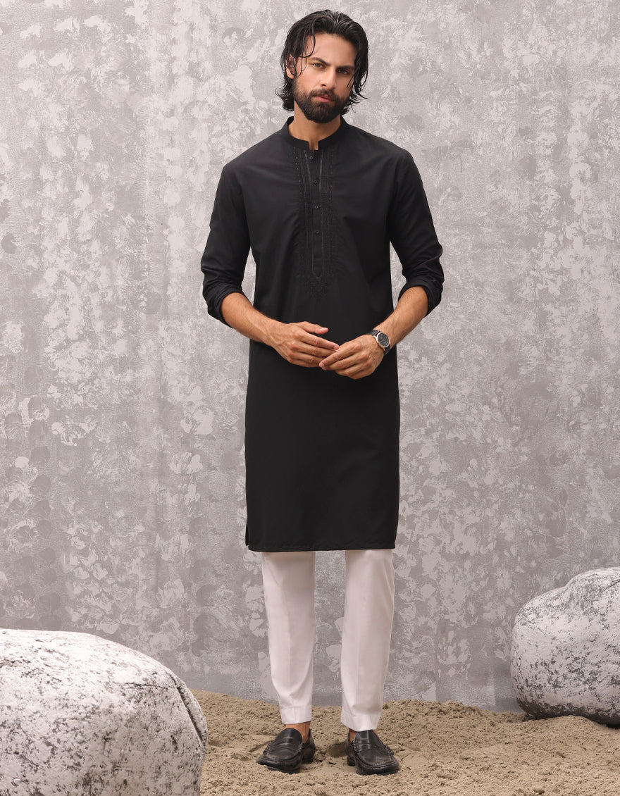 BLACK BLENDED KURTA | JJK-S-37897/S24/JJ8801-SF
