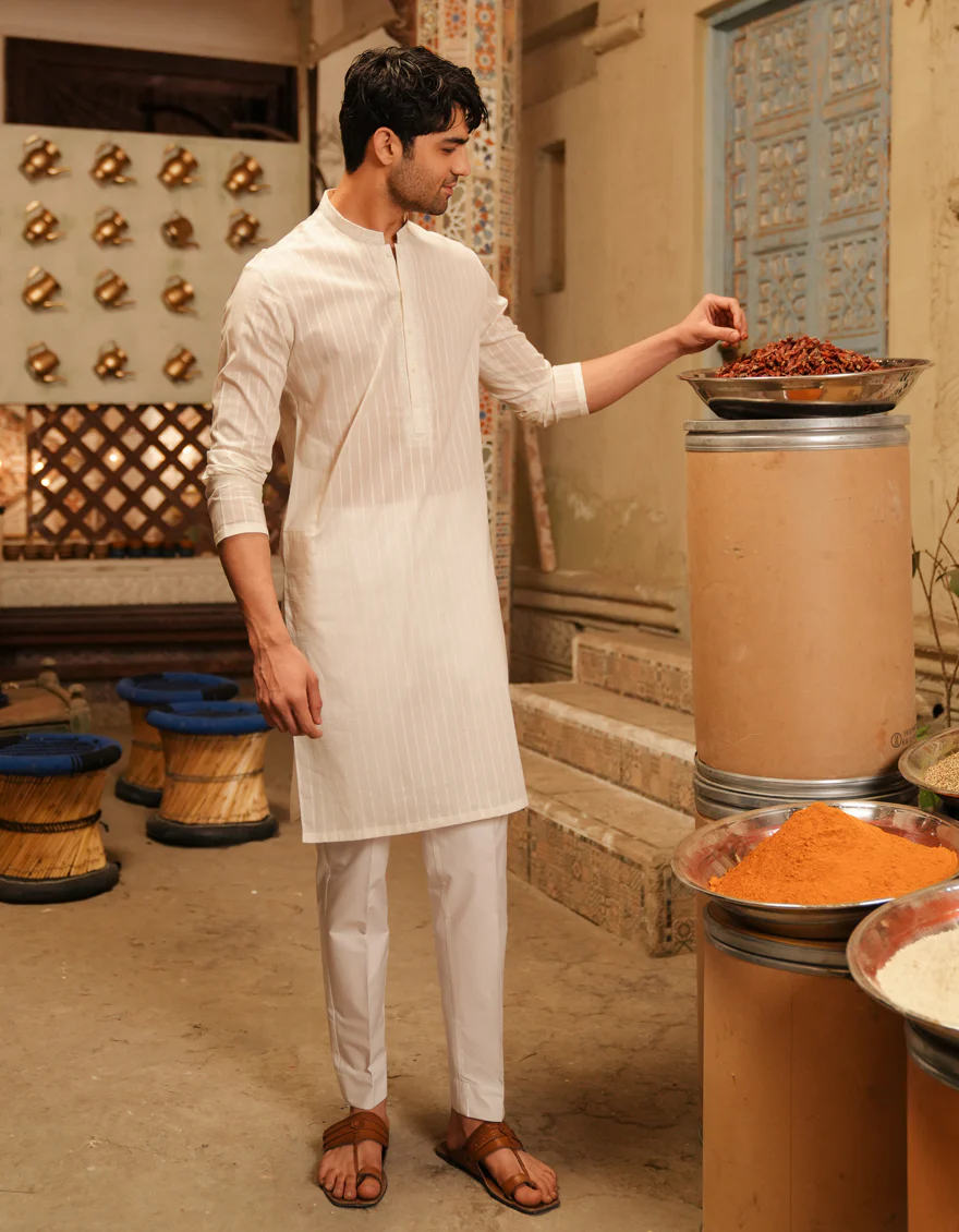 OFF WHITE COTTON KURTA | JJK-S-46668/S25/JJ99