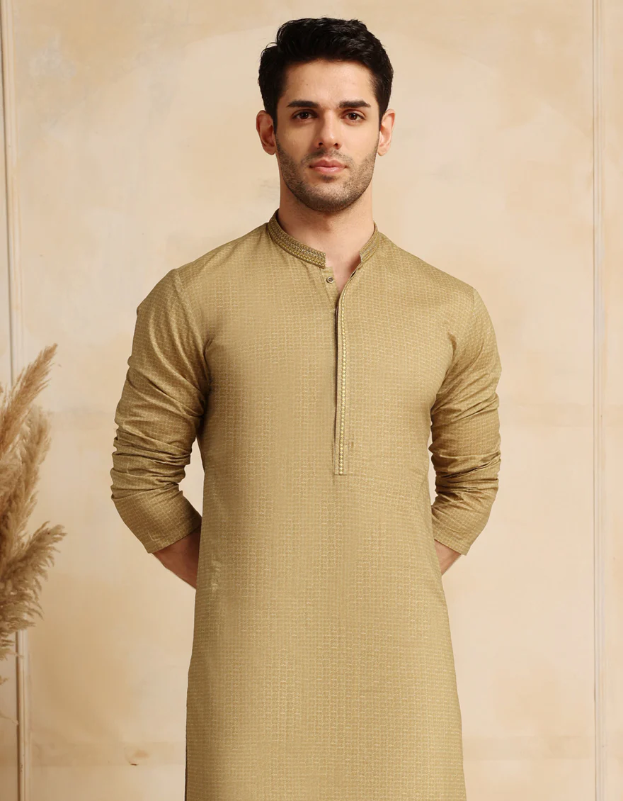 OLIVE COTTON KURTA | JJK-S-46671/S25/JJ97 - Image 3