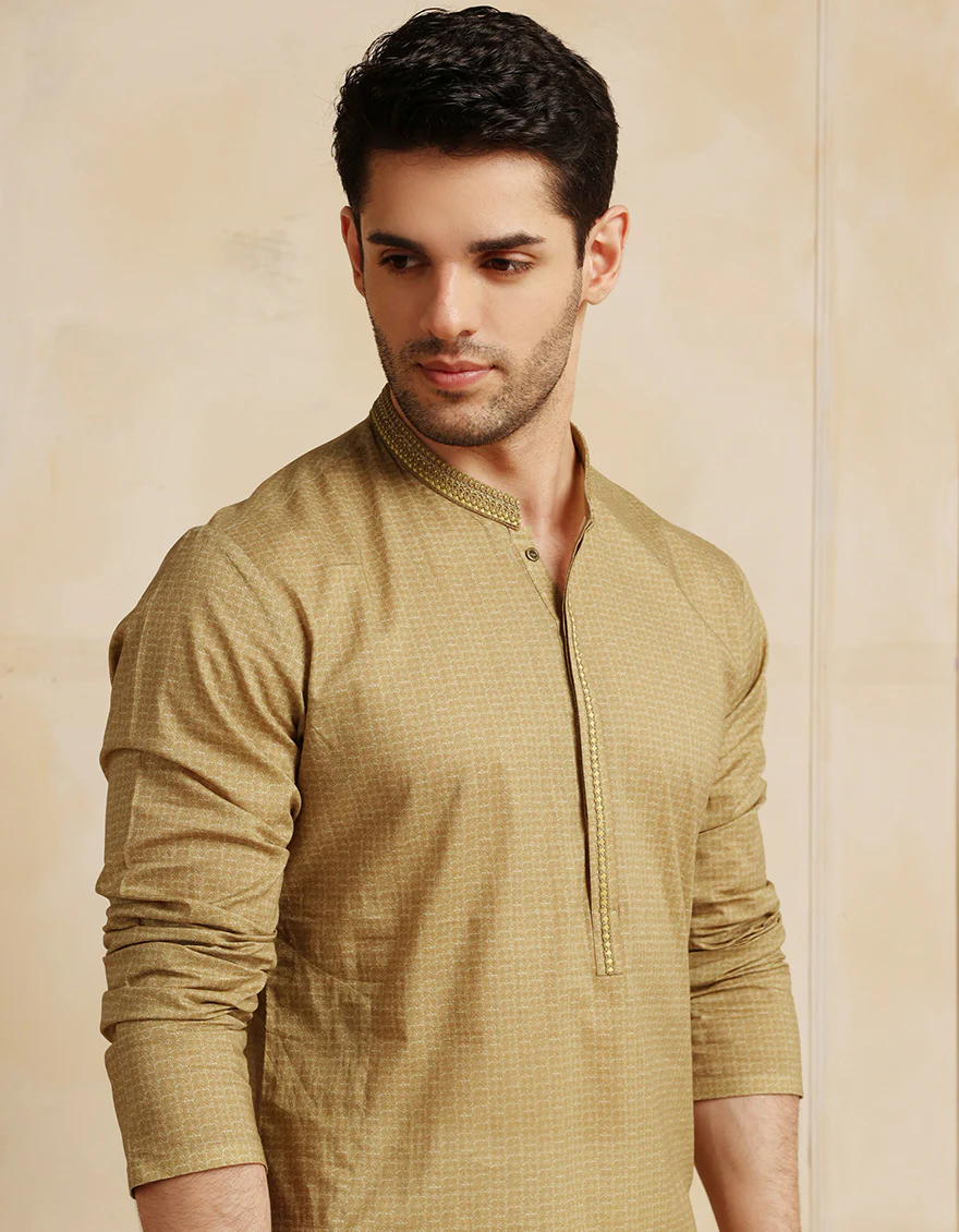 OLIVE COTTON KURTA | JJK-S-46671/S25/JJ9775-SF - Image 2