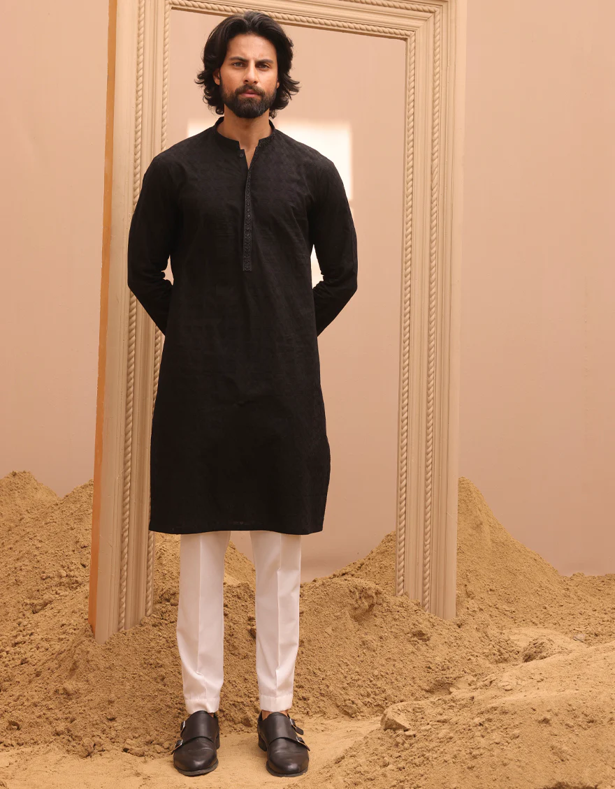 BLACK COTTON KURTA | JJK-S-47254/S24/JJ9212-FL
