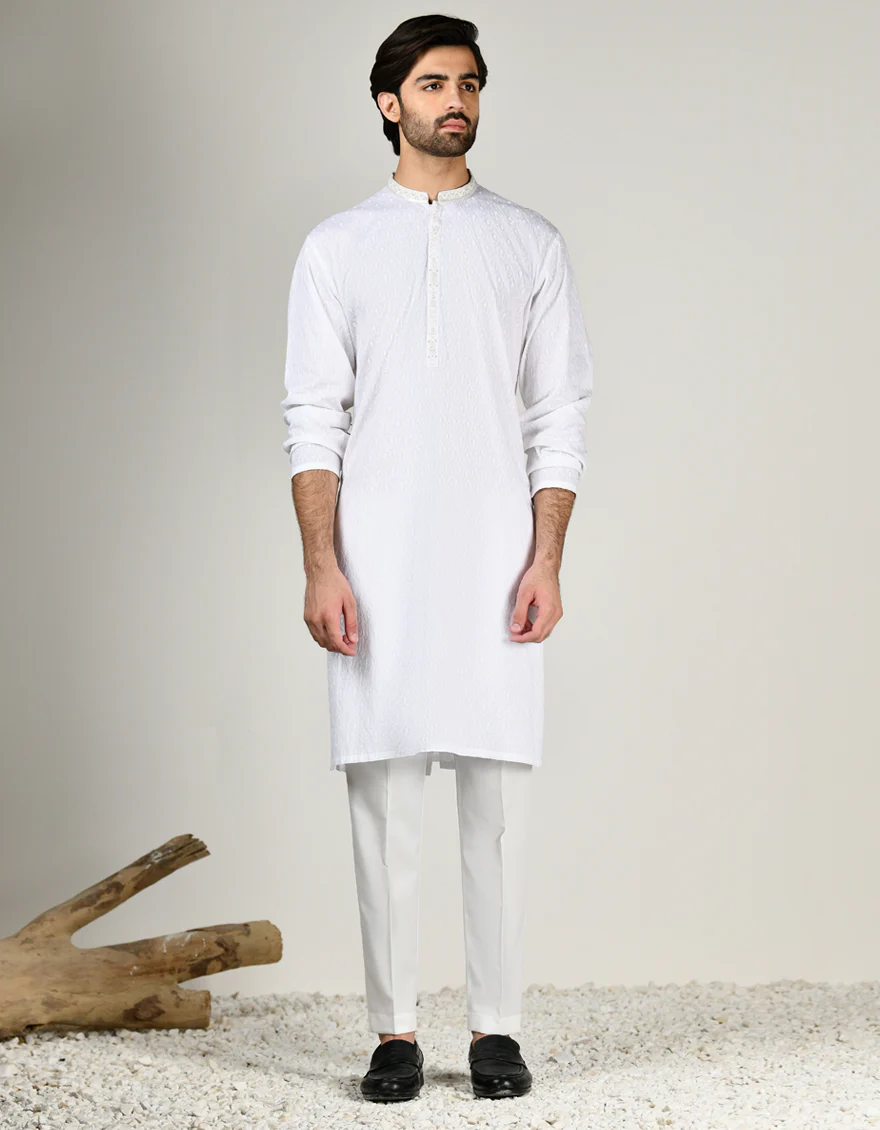 WHITE COTTON KURTA | JJK-S-47257/S24/JJ9212-FL