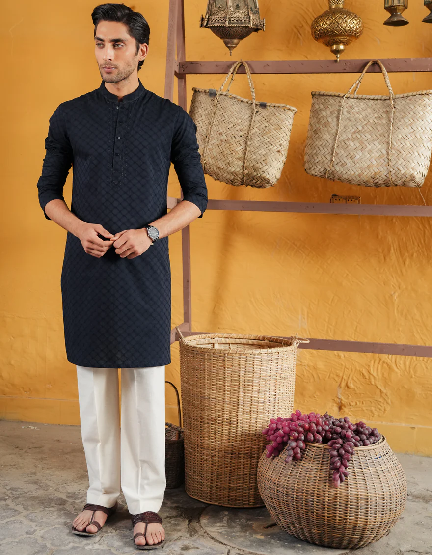 BLACK COTTON KURTA | JJK-S-50069/S25/JJ9779-FL