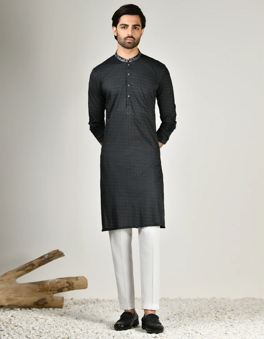 BLACK COTTON KURTA | JJK-S-90441/S24/JJ9212-SF