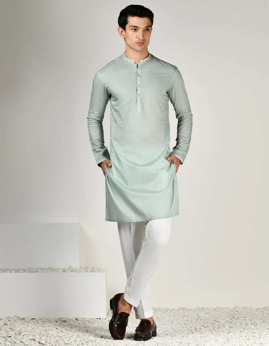GREEN COTTON KURTA | JJK-S-90445/S24/JJ9212-SF