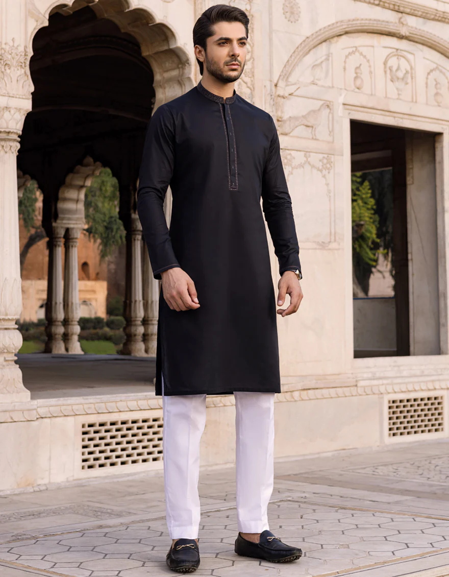 BLACK COTTON KURTA | JJK-S-US-32561/S22/JJ7546-SF