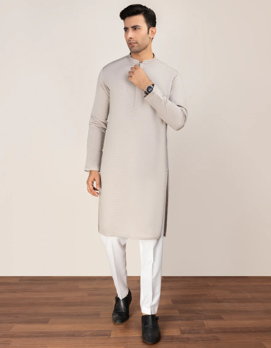 HEATHER GREY COTTON KURTA | JJK-S-US-32669/S22/JJ8605-CL