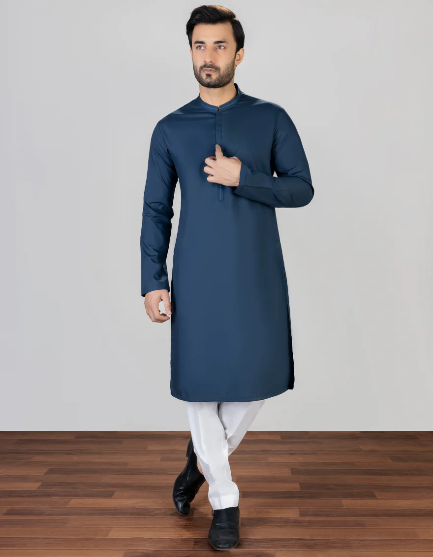 DARK BLUE BLENDED KURTA | JJK-S-US-32721/S23/JJ8284-PN
