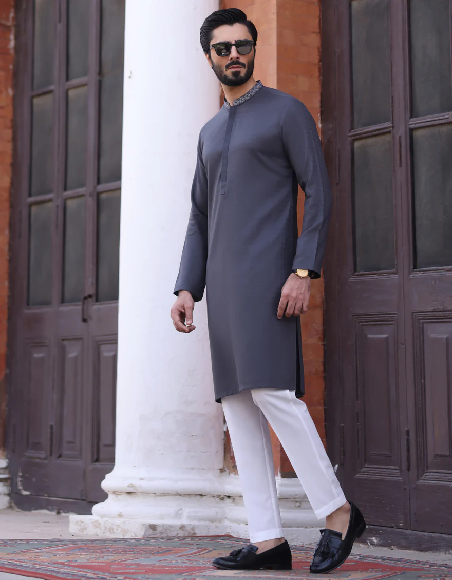 DARK GREY BLENDED KURTA | JJK-S-US-32734/S23/JJ8386-SF