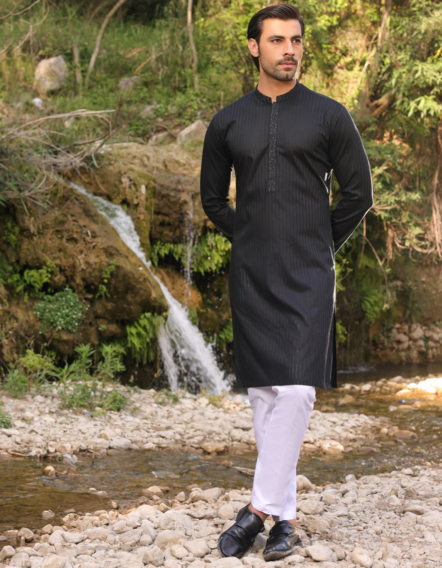 BLACK COTTON KURTA | JJK-S-US-32754/S23/JJ8898-SF