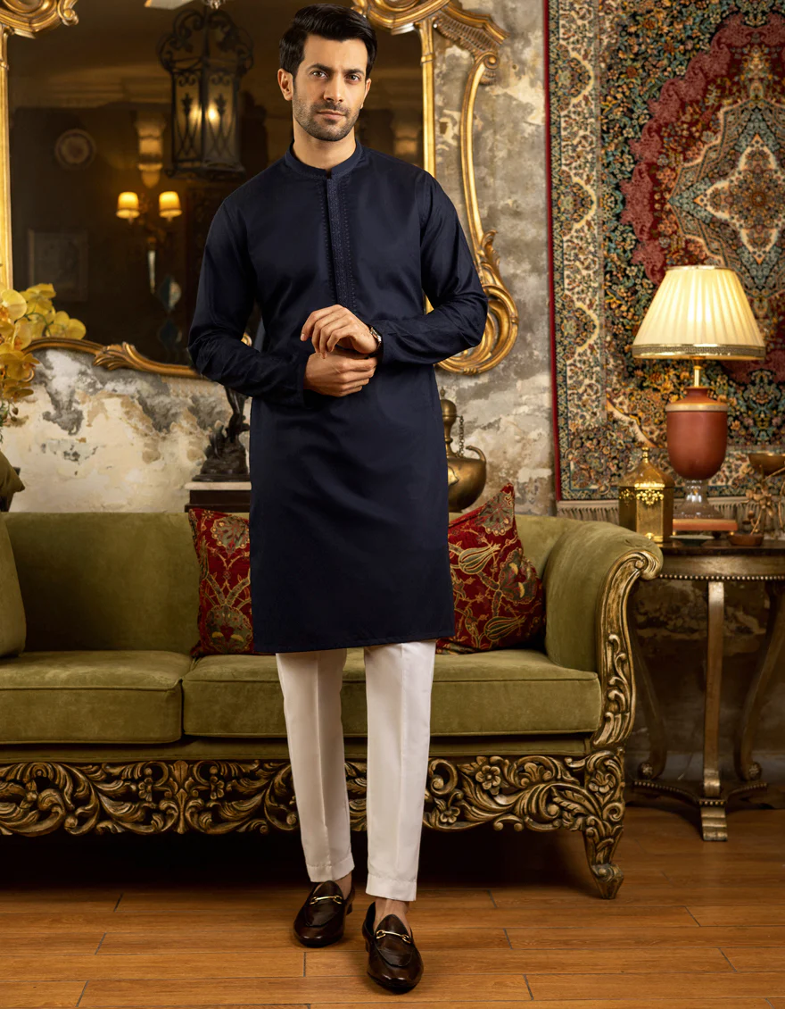 MID NIGHT BLUE COTTON KURTA | JJK-S-US-34162/S22/JJ7661-SF