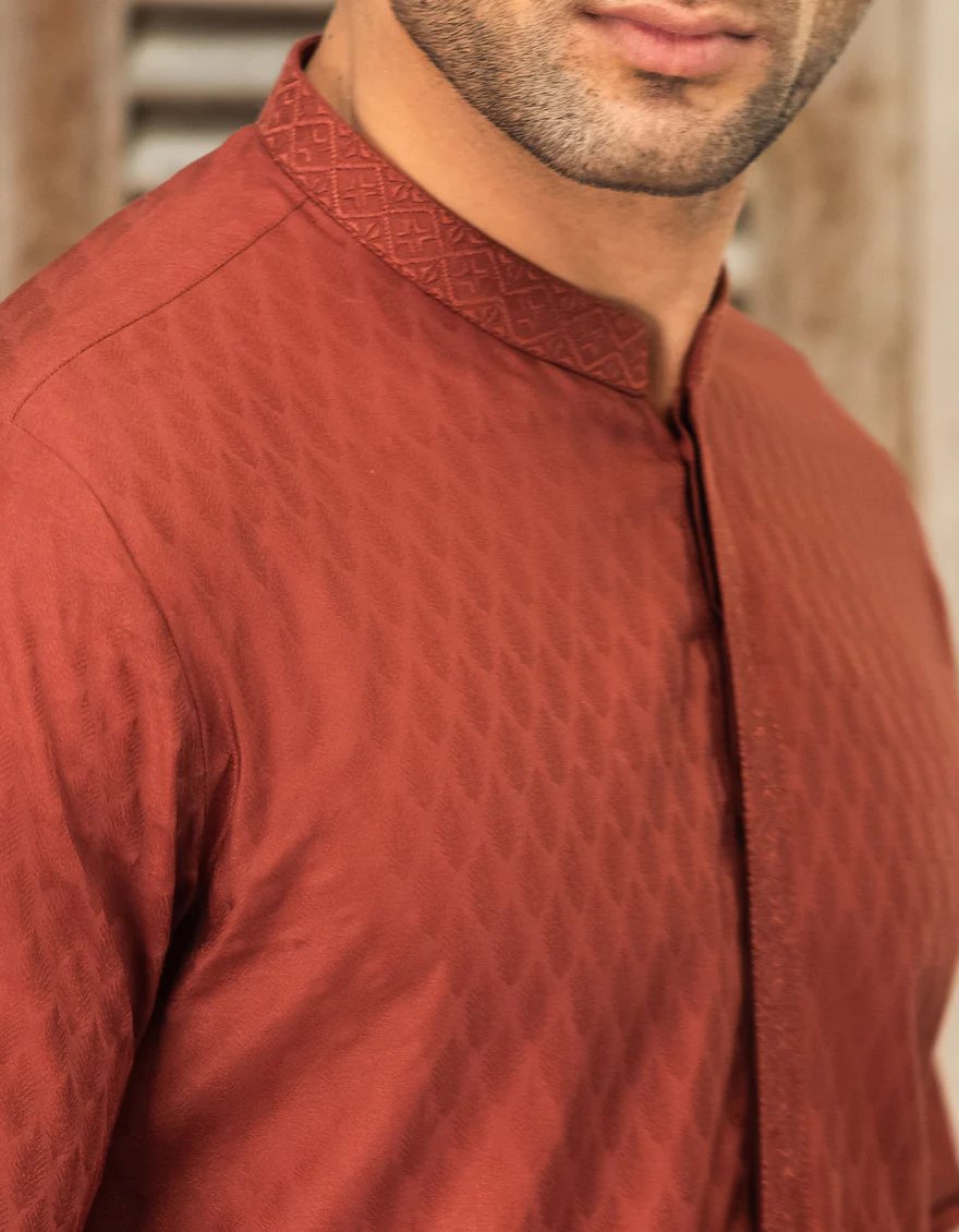 DULL RED COTTON KURTA | JJK-S-US-34198/S22/JJ8125-SF - Image 5