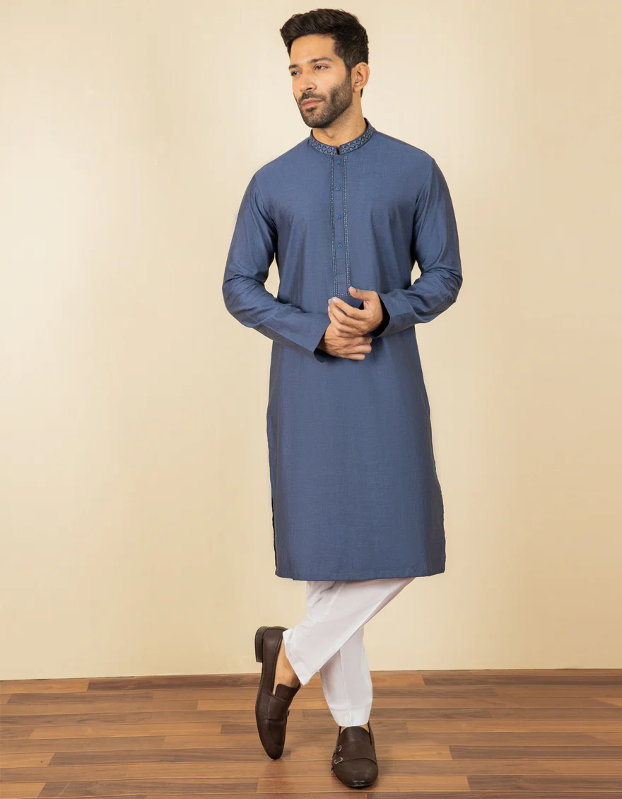 DENIM BLUE COTTON KURTA | JJK-S-US-34216/S22/JJ8251-FL