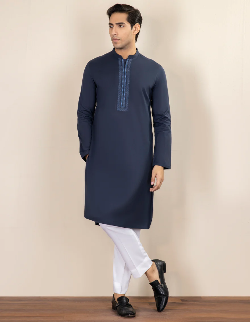 NAVY BLUE COTTON KURTA | JJK-S-US-34233/S22/JJ7636-FL
