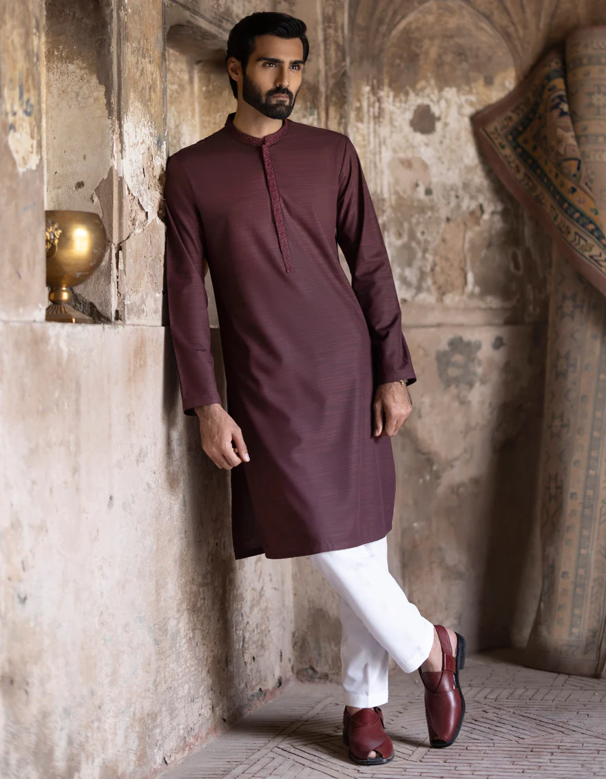 MAROON BLENDED KURTA | JJK-S-US-34367/S23/JJ8810-SF