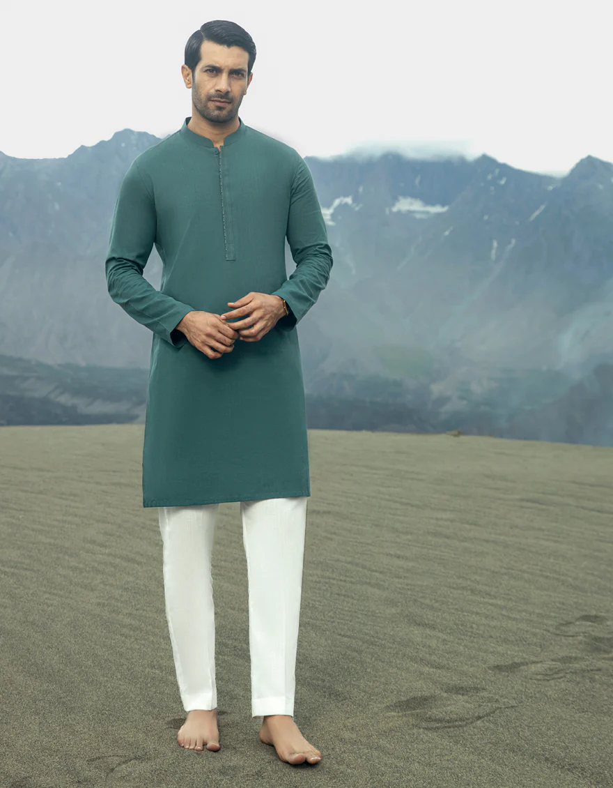 FOREST GREEN COTTON KURTA | JJK-S-US-34524/S23/DME-3199-CL
