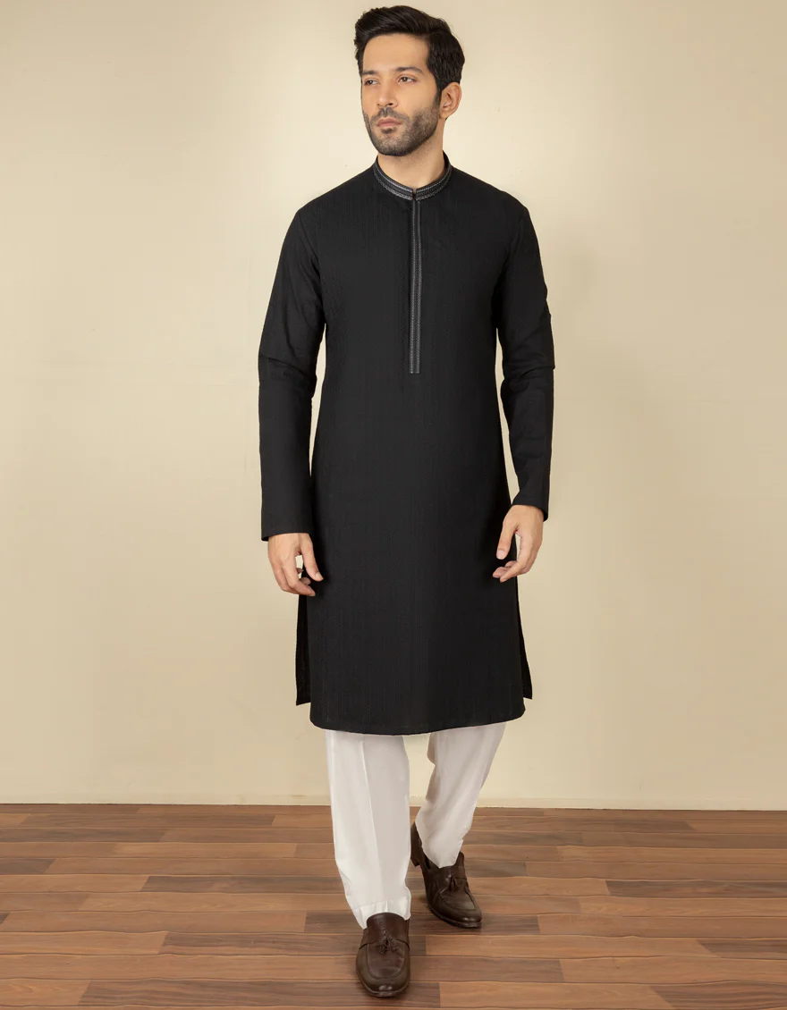 BLACK COTTON KURTA | JJK-S-US-36935/S22/JJ7546-FL
