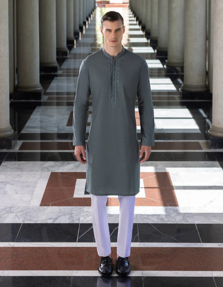 BOTTLE GREEN COTTON KURTA | JJK-S-US-36980/S23/JJ8714-FL