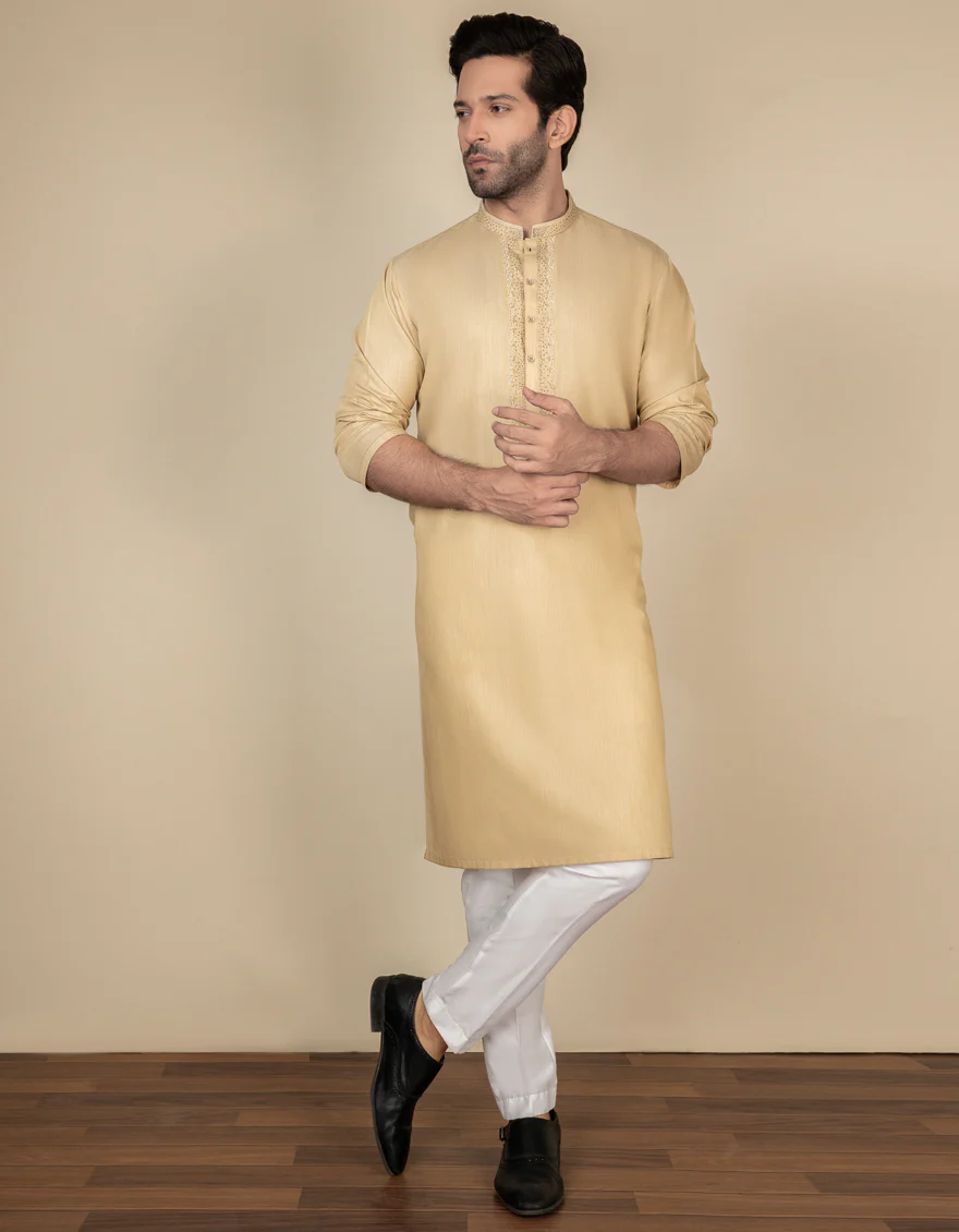 BEIGE BLENDED KURTA | JJK-S-US-37591/S22/JJ7610-FL