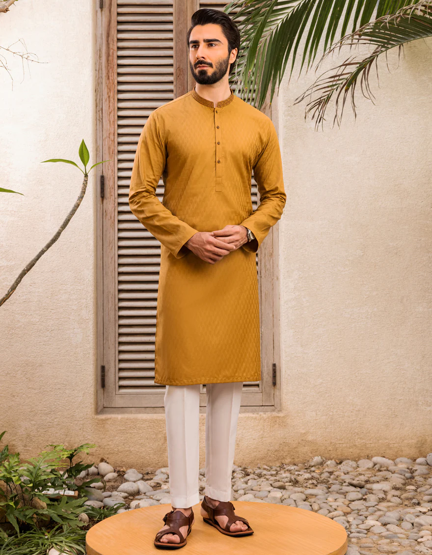 MUSTARD COTTON KURTA | JJK-S-US-37614/S22/JJ8125-SF