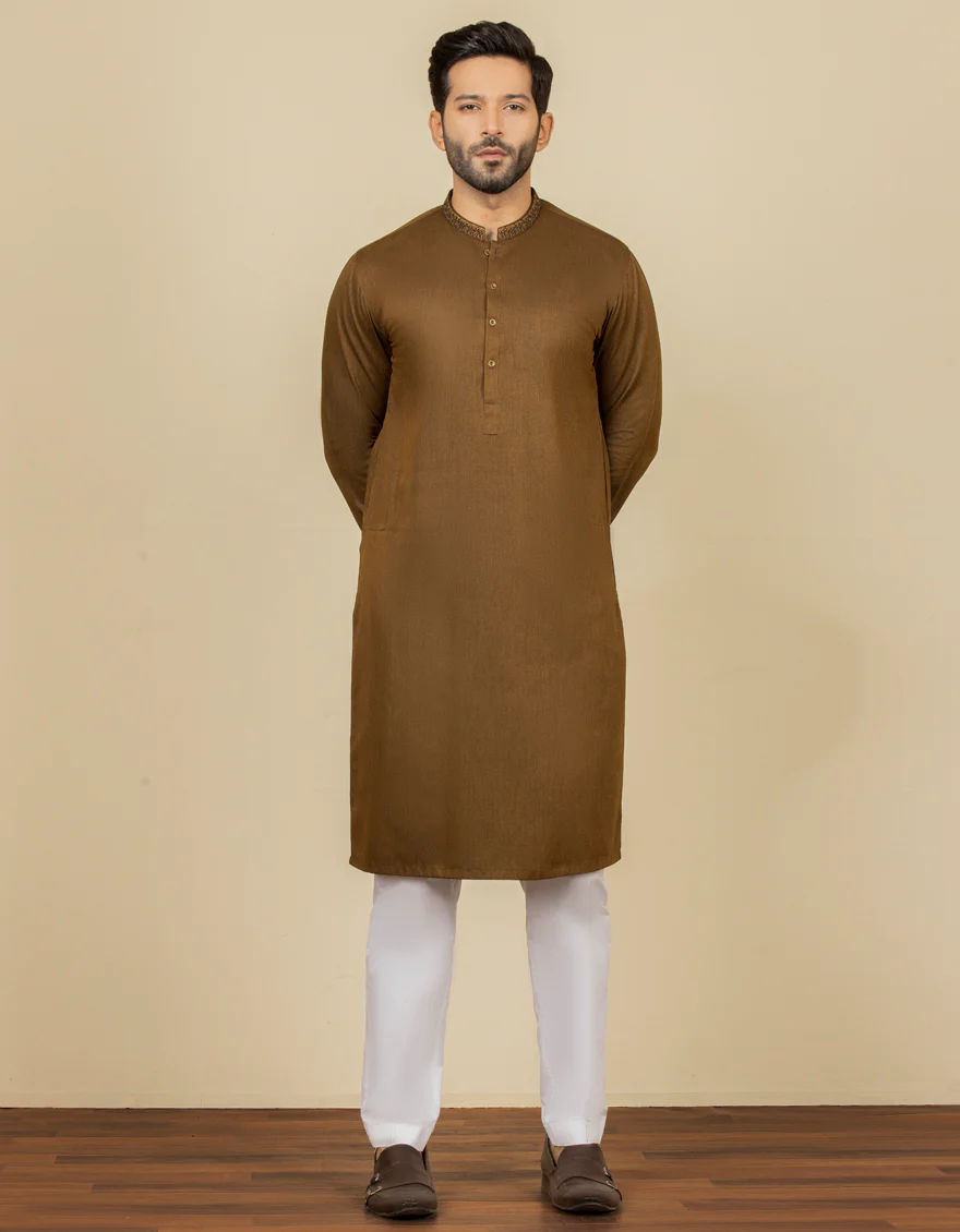 MEHANDI BROWN BLENDED KURTA | JJK-S-US-37651/S22/JJ7610-FL
