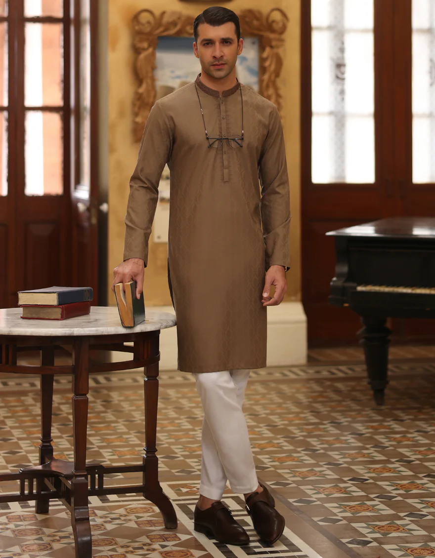 BROWN BLENDED KURTA | JJK-S-US-37734/S23/JJ8615-SF