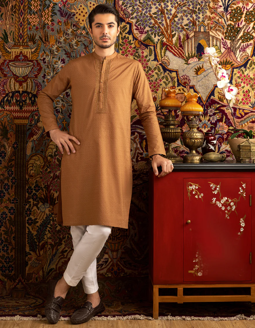 LIGHT BROWN COTTON KURTA | JJK-S-US-40208/S22/JJ7546-FL