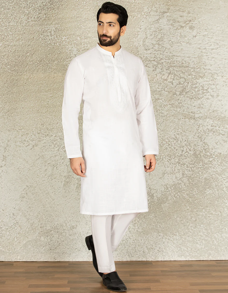 WHITE COTTON KURTA | JJK-S-US-40259/S22/JJ8321-SF