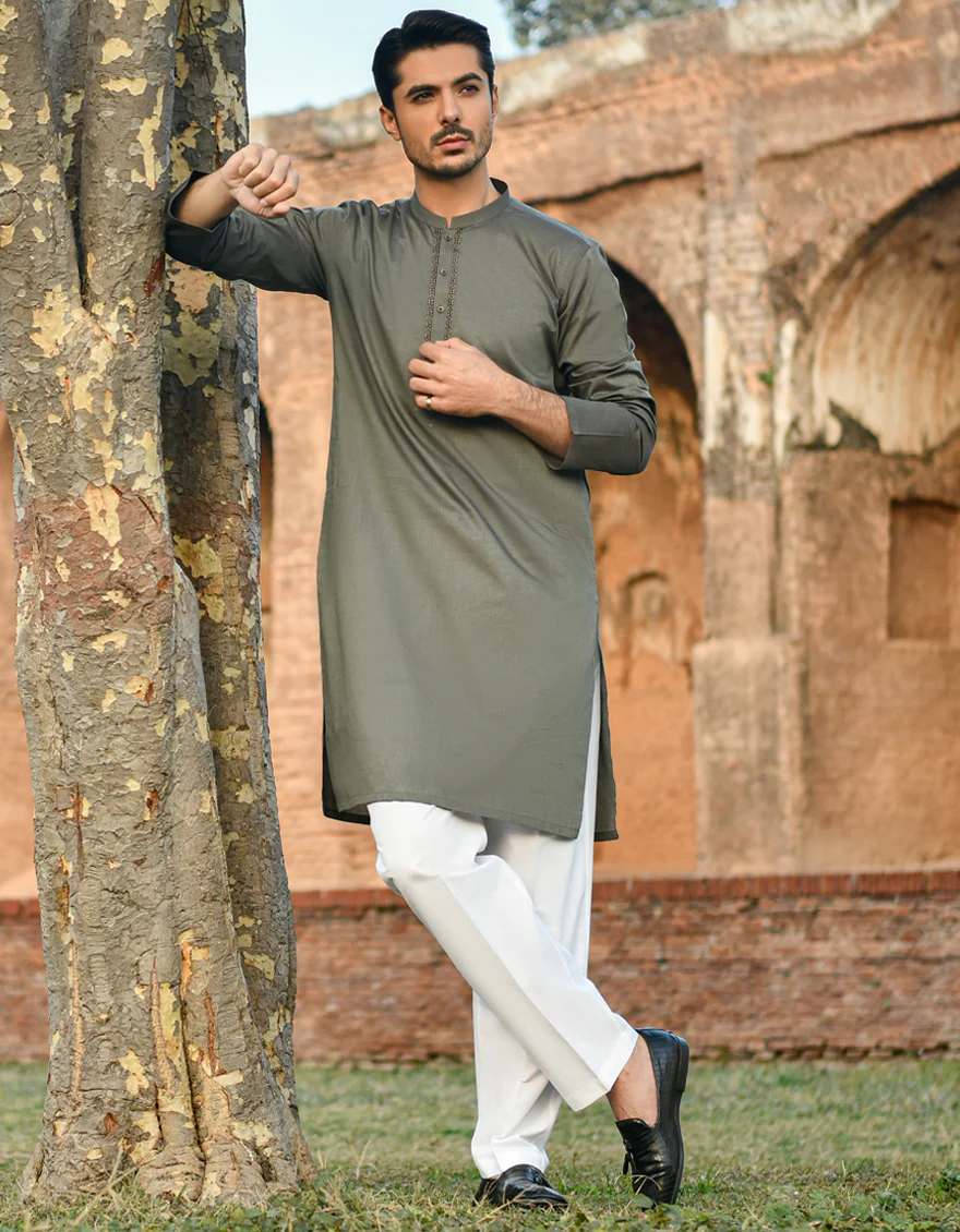 DARK OLIVE COTTON KURTA | JJK-S-US-42390/S22/JJ7574-SF