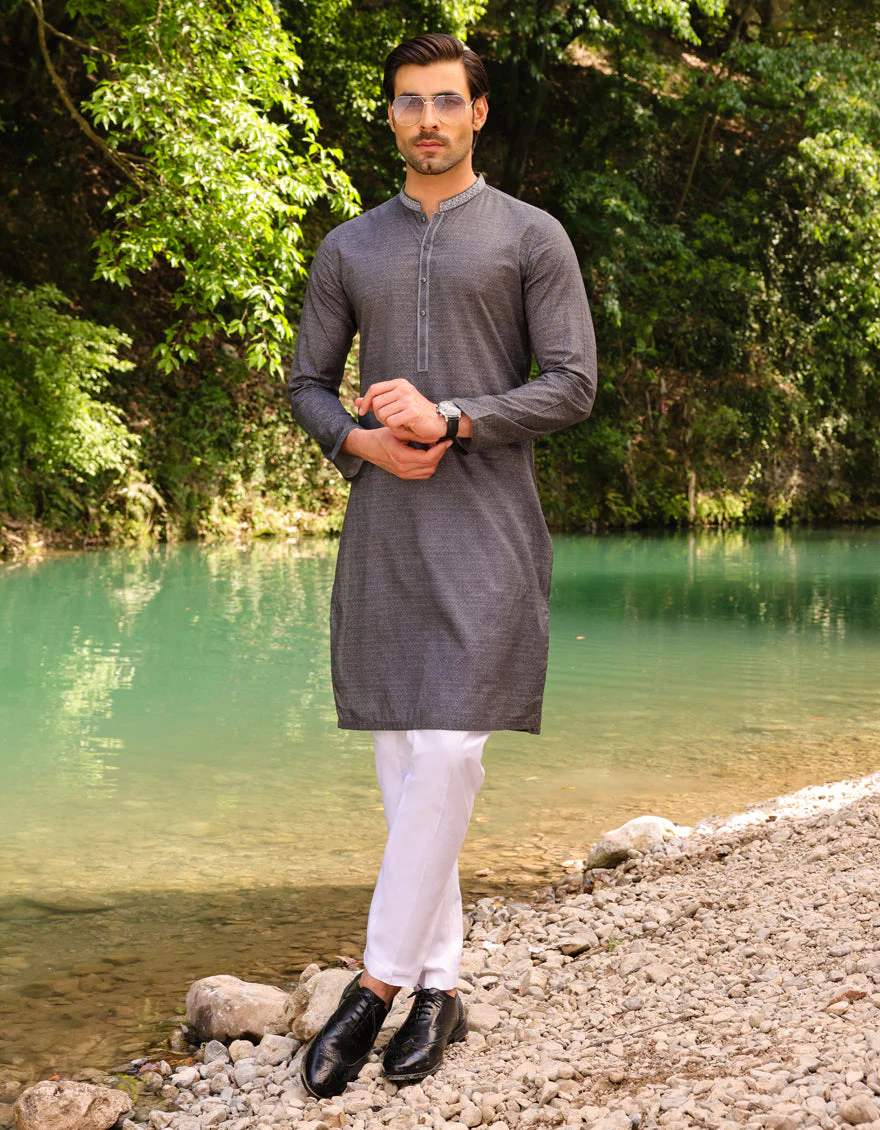 CHARCOAL COTTON KURTA | JJK-S-US-47064/S23/JJ8771-SF