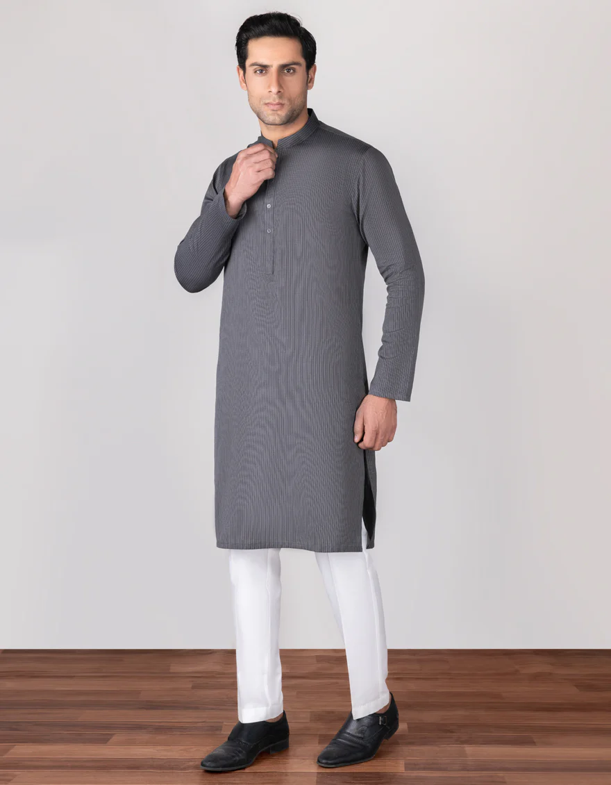 BLACK TEXTURED COTTON KURTA | JJK-S-US-90365/S23/DME3187-PN