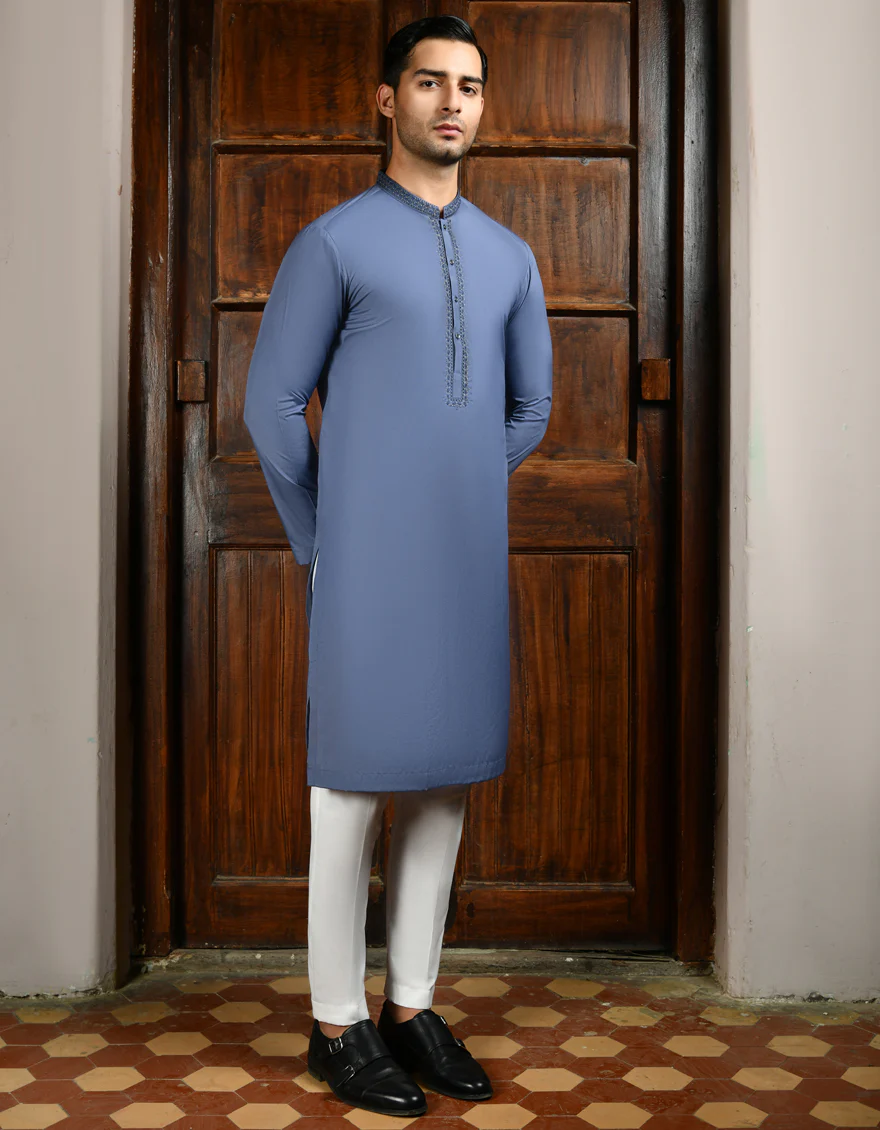 BLUE BLENDED KURTA | JJK-SP-A-45483/S24/JJ9286-FL
