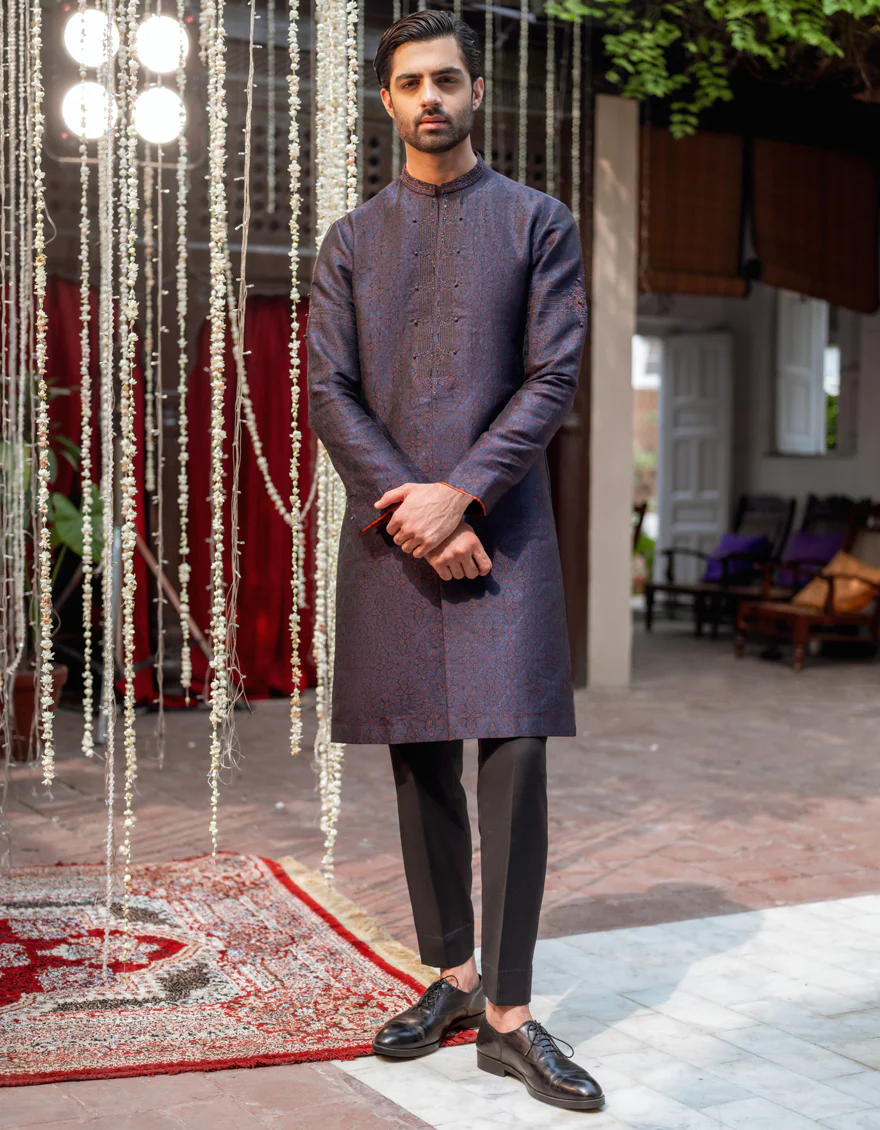 DEEPPURPLE BLENDED KURTA | JJK-SP-A-48126/S24/JJ9181-FL