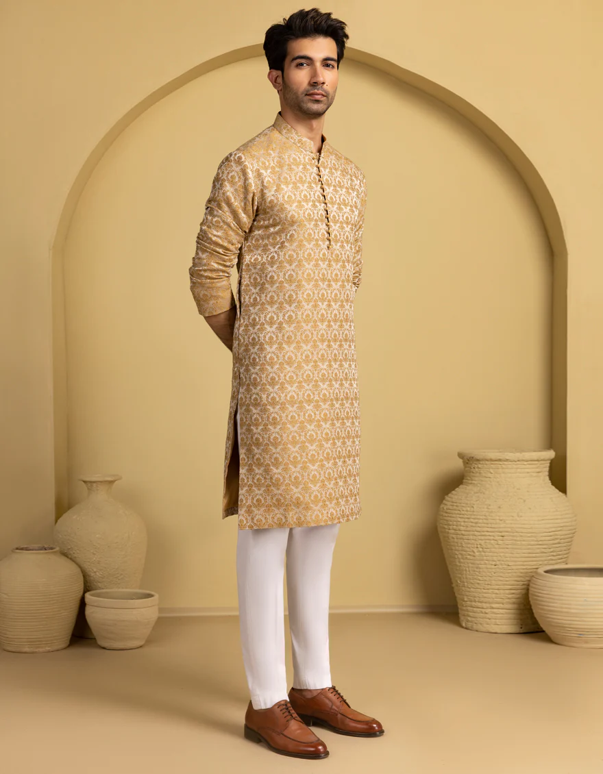 BEIGE BLENDED SPECIAL KURTA | JJK-SP-A-48207/S25/J