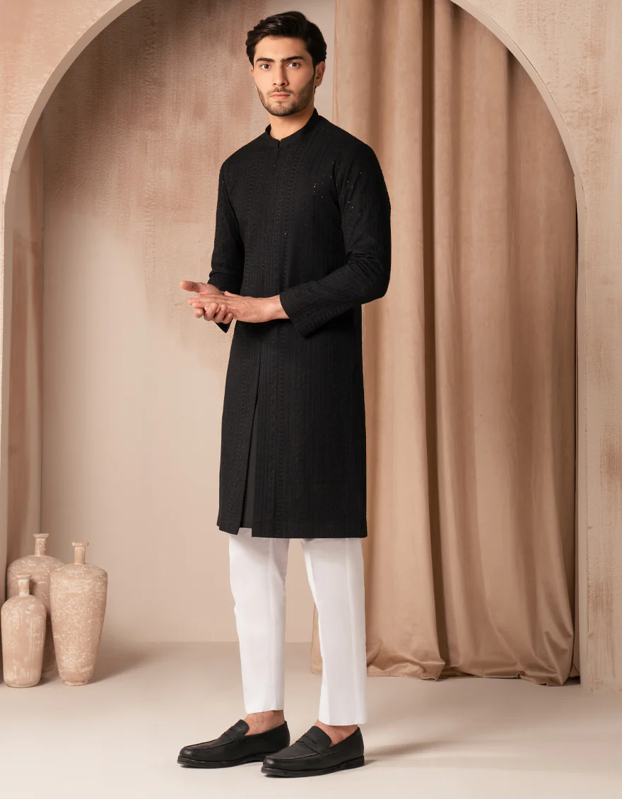 BLACK COTTON SPECIAL KURTA | JJK-SP-A-50268/S25/JJ9651-SF