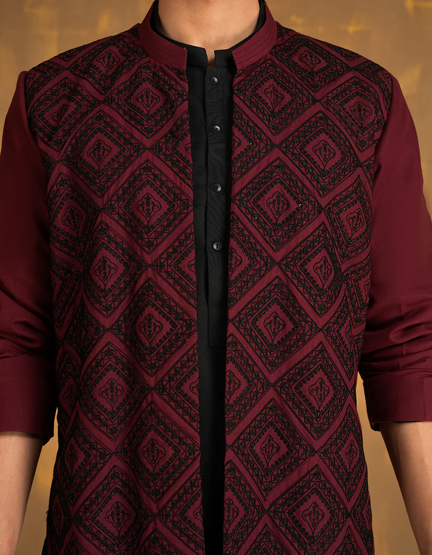 RED COTTON KURTA | JJK-SP-INR-A-45509/S24/JJ1001-FL - Image 3