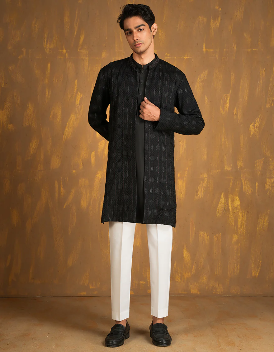 BLACK BLENDED KURTA | JJK-SP-INR-A-45511/A24/JJ9514-FL