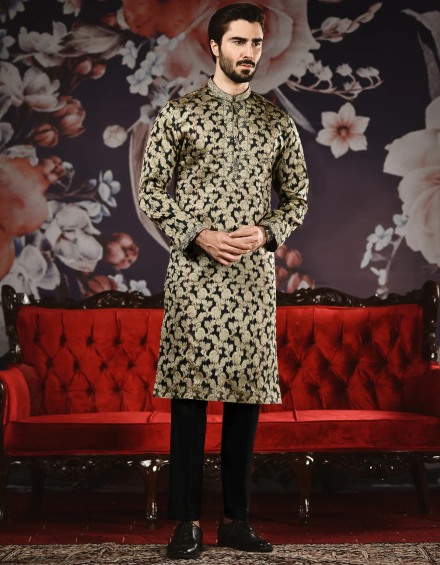 GOLD JAMAWAR KURTA | JJK-SP-US-37645/S22/JJ8131-FL