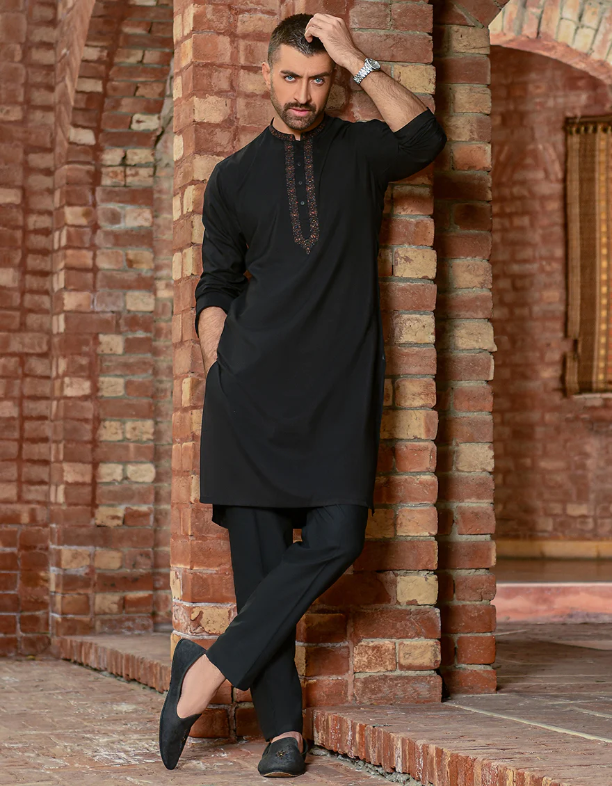 BLACK BLENDED KURTA | JJK-SP-US-42346/S21/JJ8139-FL