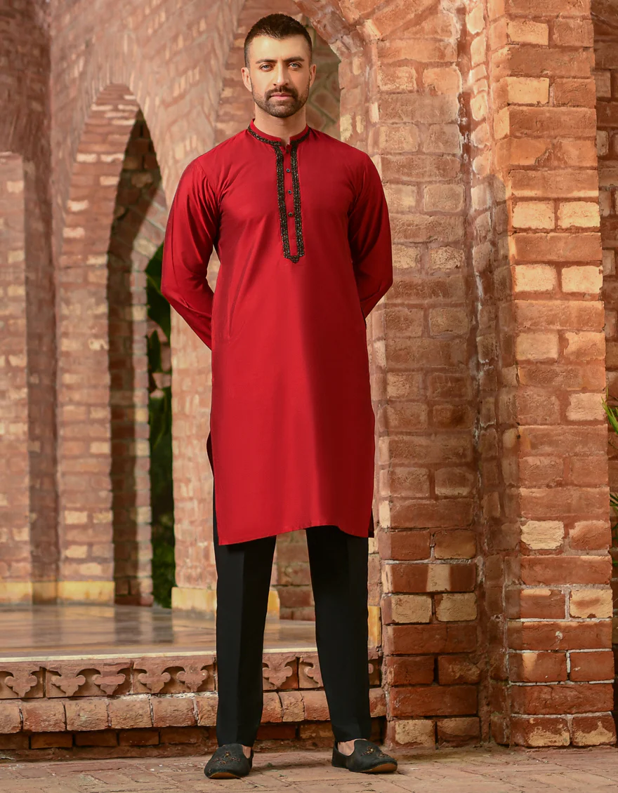 RED BLENDED KURTA | JJK-SP-US-42370/S21/JJ8139-FL