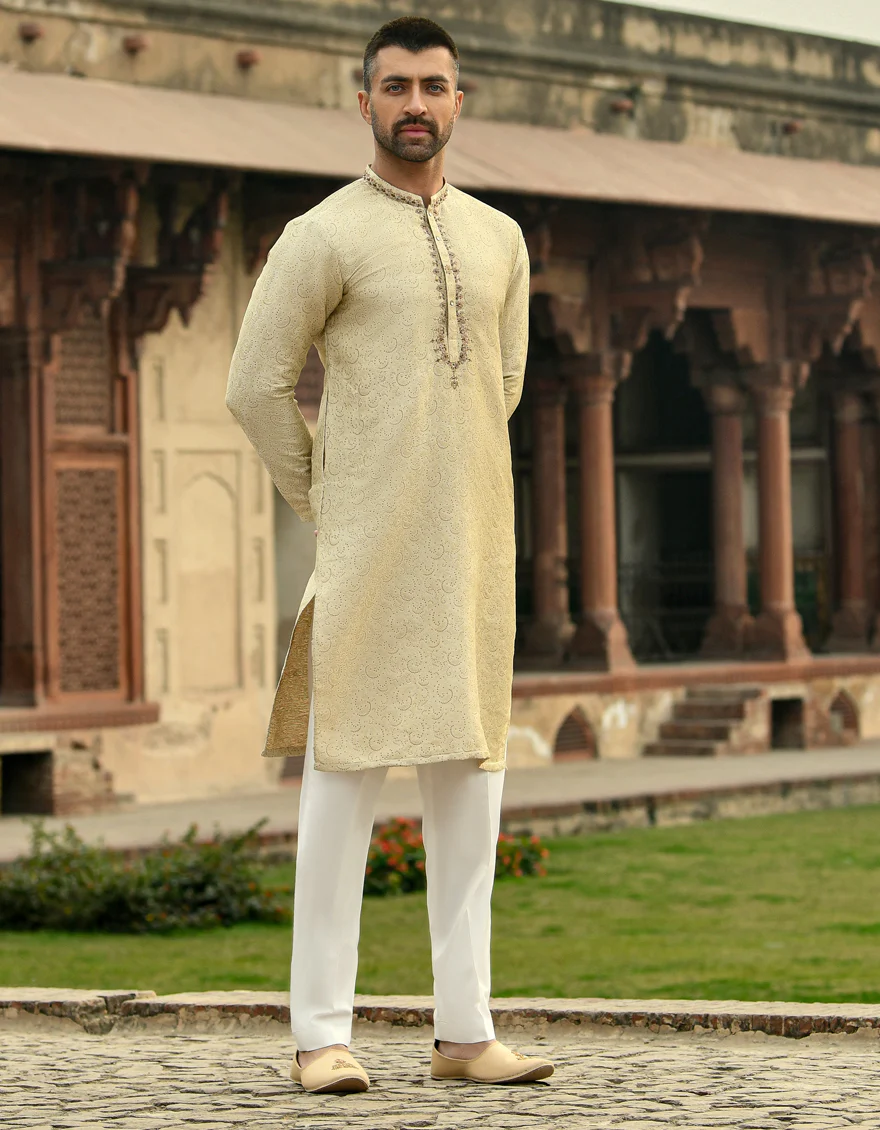 MAT GOLD KURTA | JJK-SP-US-42392/S21/JJ8143-FL