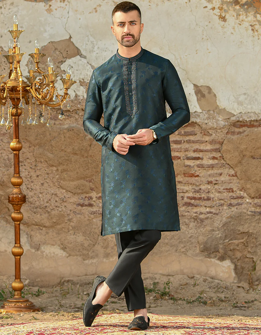 EMERALD GREEN SPECIAL KURTA | JJK-SP-US-43047/S21/JJ8136-FL
