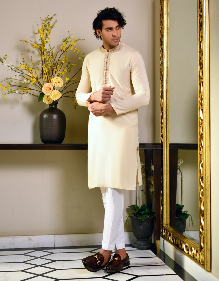 BEIGE BLENDED KURTA | JJK-SP-US-43222/A23/JJ7001-FL