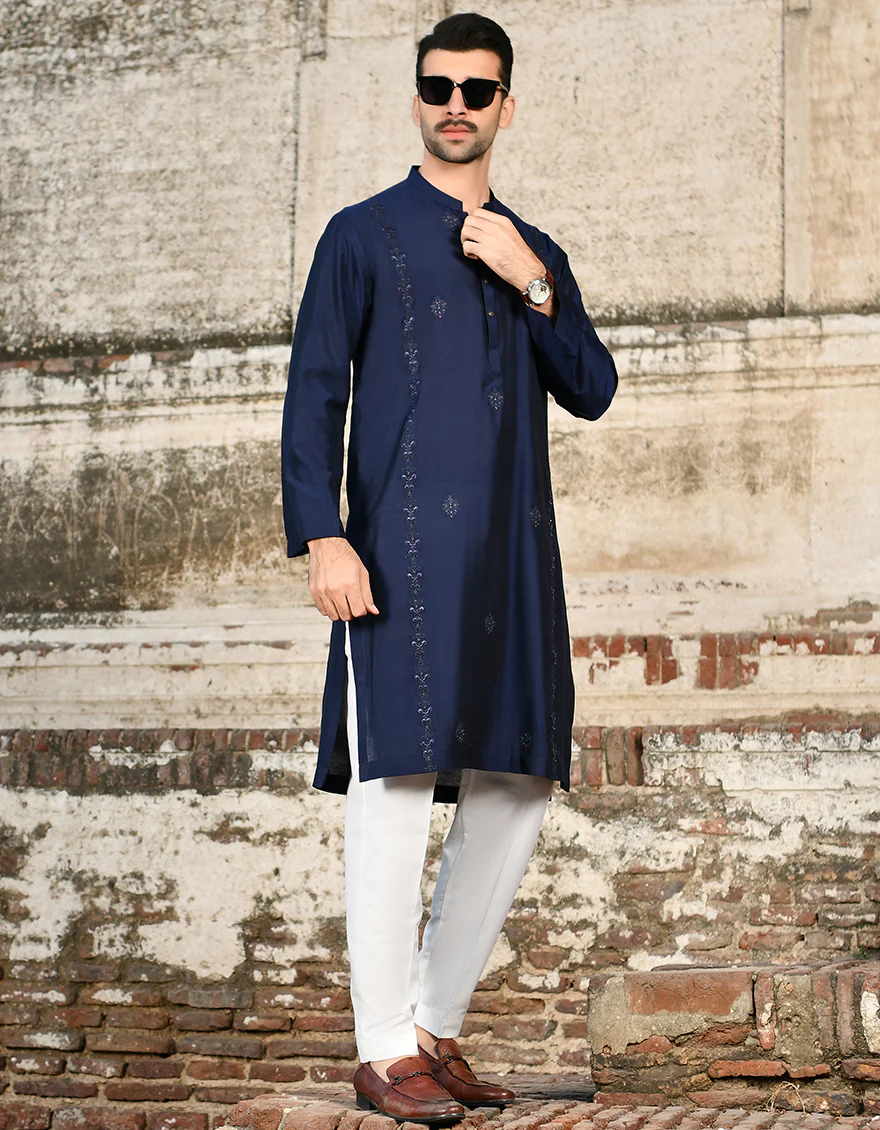 NAVY BLUE KURTA | JJK-SP-US-45137/A23/JJ8454-FL